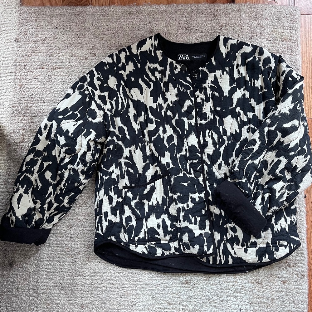 Zara Animal Print Puffer Jacket